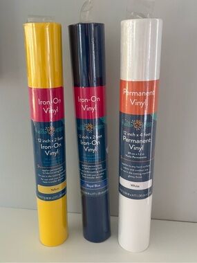 Hello Hobby Iron-On & Permanent Vinyl Rolls - Yellow, Blue, and White